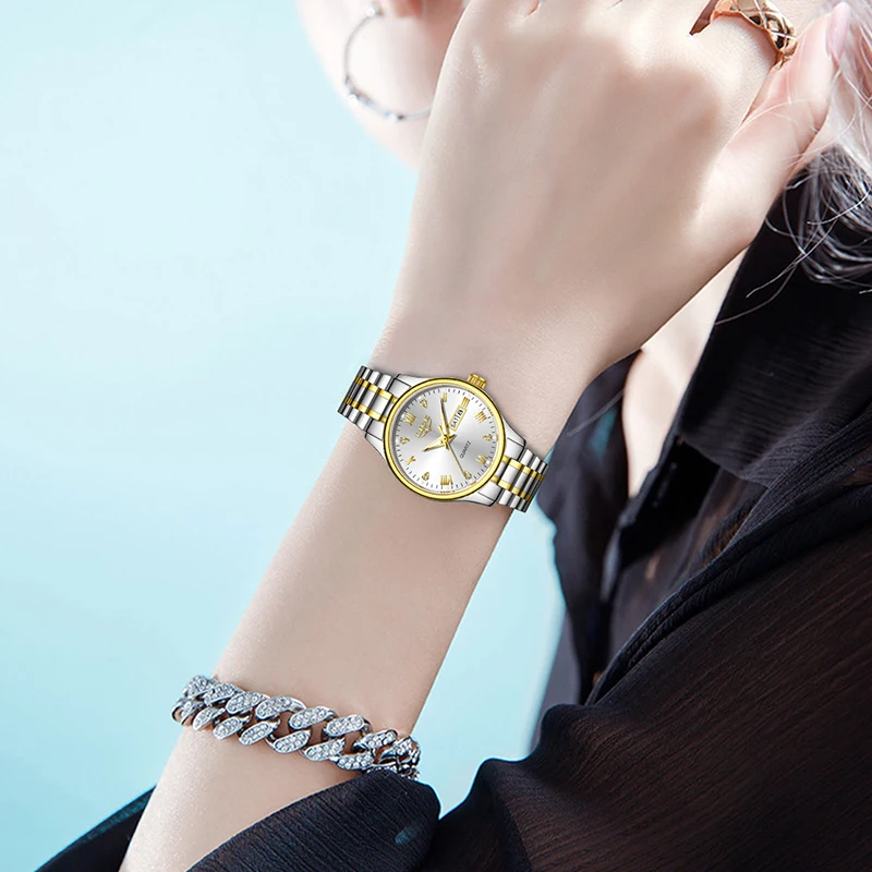 LIGE 새로운 여성 드레스 시계 여성을위한 패션 우아한 주간 날짜 석영 손목 시계 야외 스포츠 방수 빛나는 시계 여성