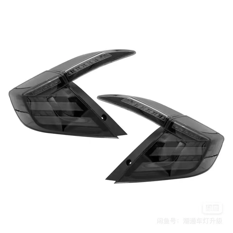 Euro Look Auto Rear Tail Lamp Black Base Red Lens Replacement Parts Compatible Honda 10th Civic 2016-2021 Complete Tail Lights
