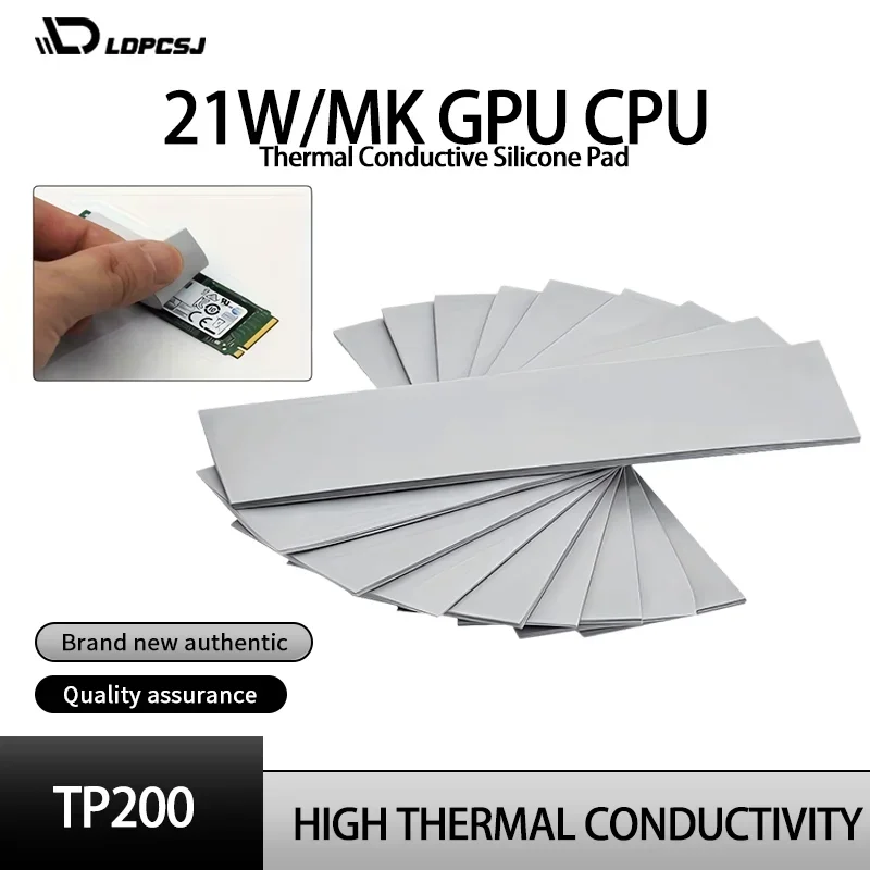 LDPCSJ 1/6/9pcs 21W/MK GPU CPU Thermal Silicone Pad 70x22mm Suitable for M.2 SSDs, Laptop CPUs, Graphics Cards, Memory Modules