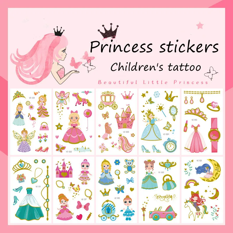

Princess Fantasy Cartoon Temporary Tattoo Birthday Party Body Arm Art Fake Flash Tattoos Sticker Present New