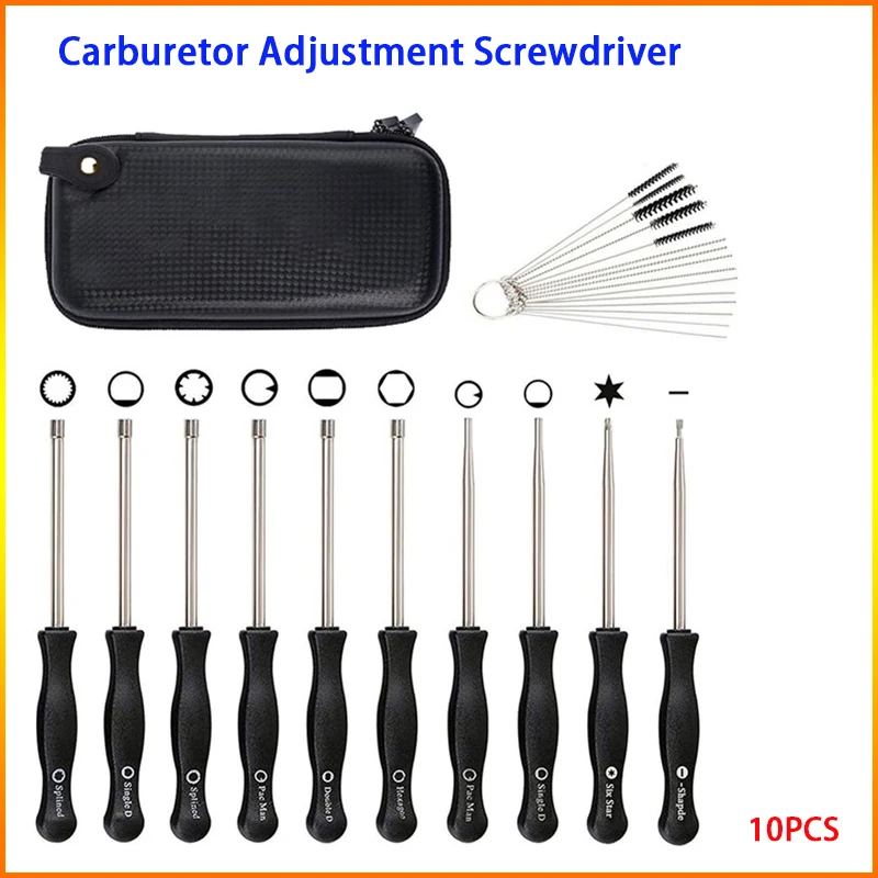 10PCS Carburetor Adjustment Screwdriver Set Pac Man Double D Hexagon for Chainsaw Trimmer 2-Stroke Small Engine Repair Tools