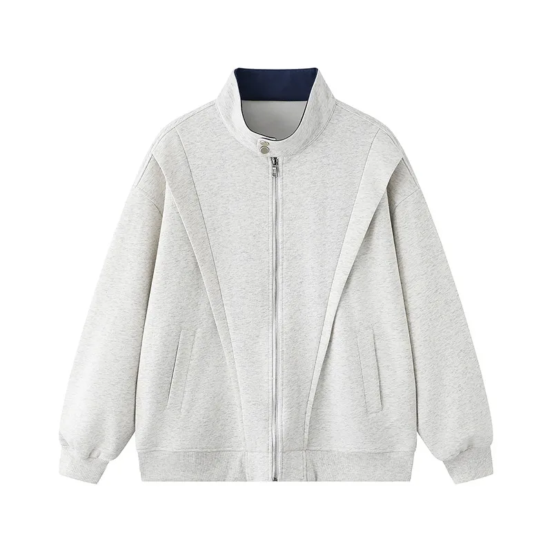 

Утолщенная открытая толстовка с капюшоном, осенняя толстая теплая повседневная свободная посадка премиум-класса с воротником-стойкой, модная верхняя одежда в стиле ретро, удобная куртка для мужчин