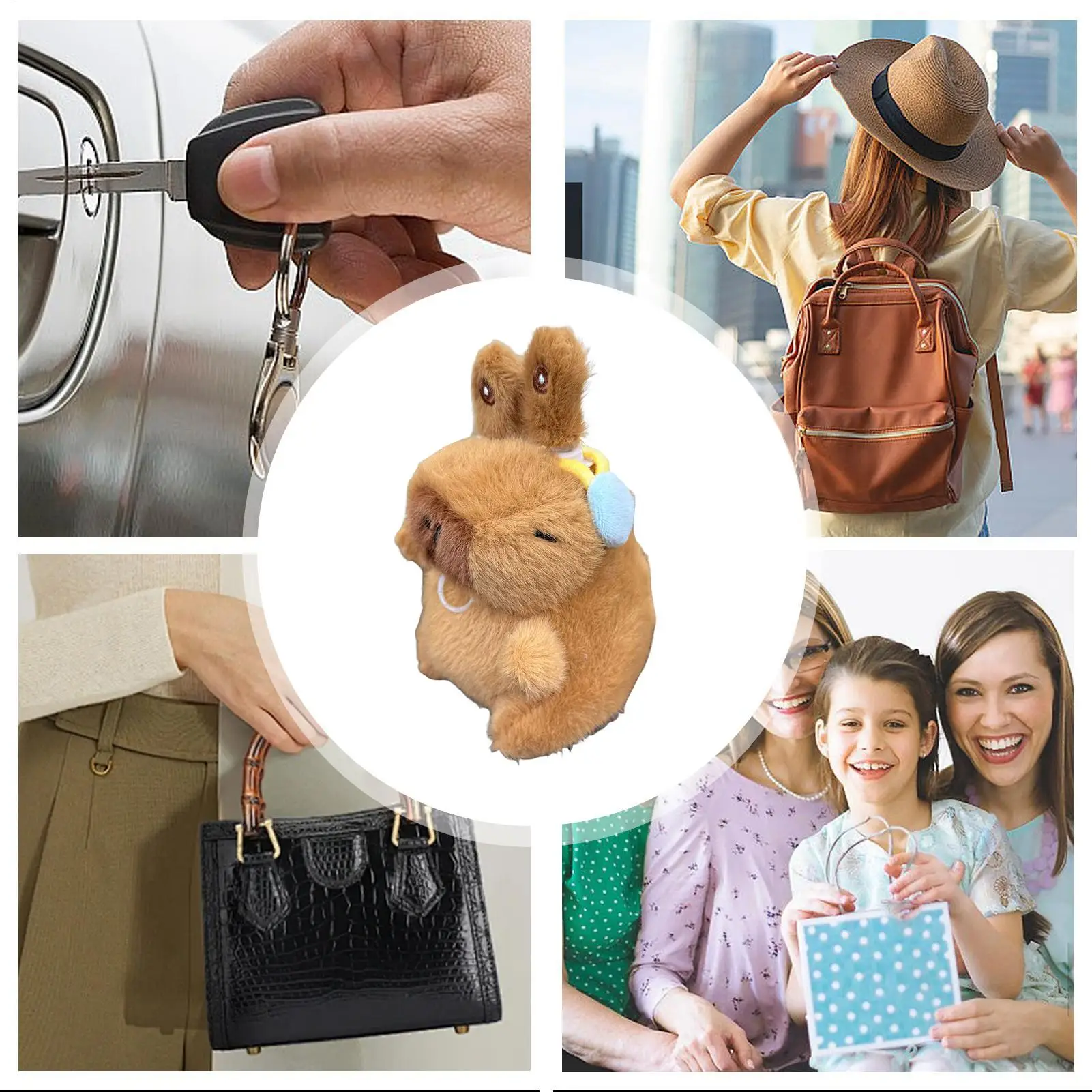 Plush Bag Charm Compact Animals Capybara Keyring Plush Capybara Keyring Backpack Pendant For Men Women Boys Girls Youth Teens