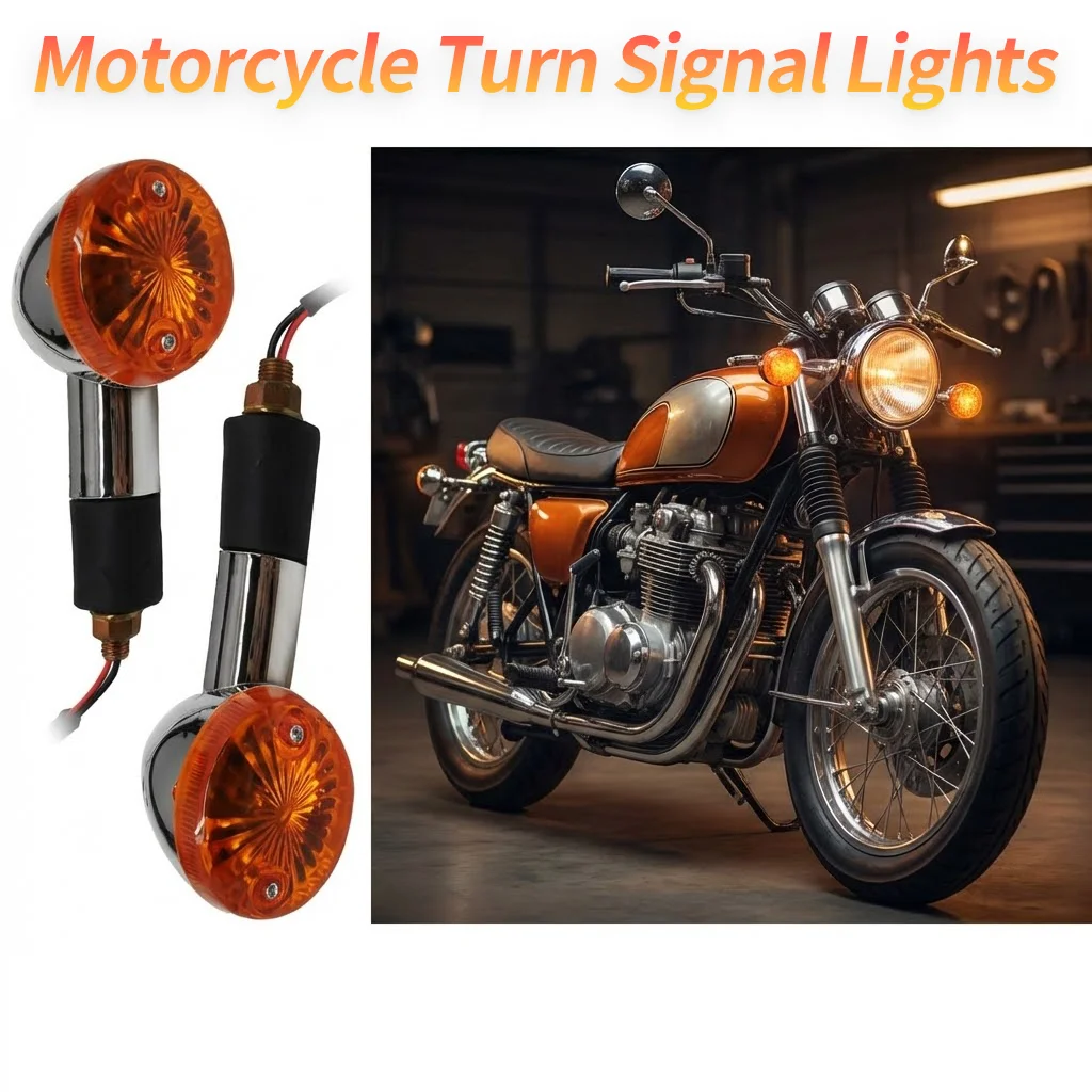 Universal 12V Amber Motorcycle Turn Signals - Bullet Style Bulb Indicators for Honda, for Yamaha & for Cafe Racer Custom