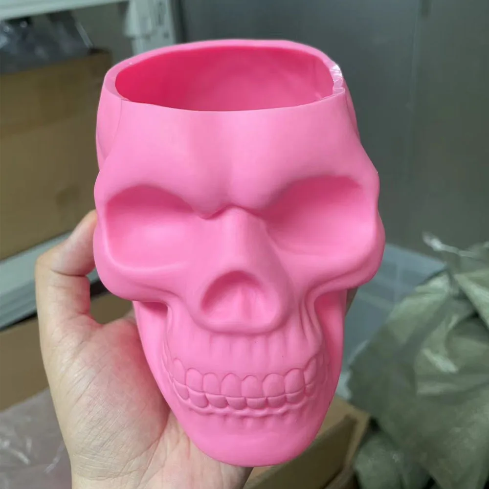 Statue Jewellery Pot Container Pen Holder Pink Makeup Skull Resin Storage Box Tube Creative Canine Skull Head Figurine Skeleton