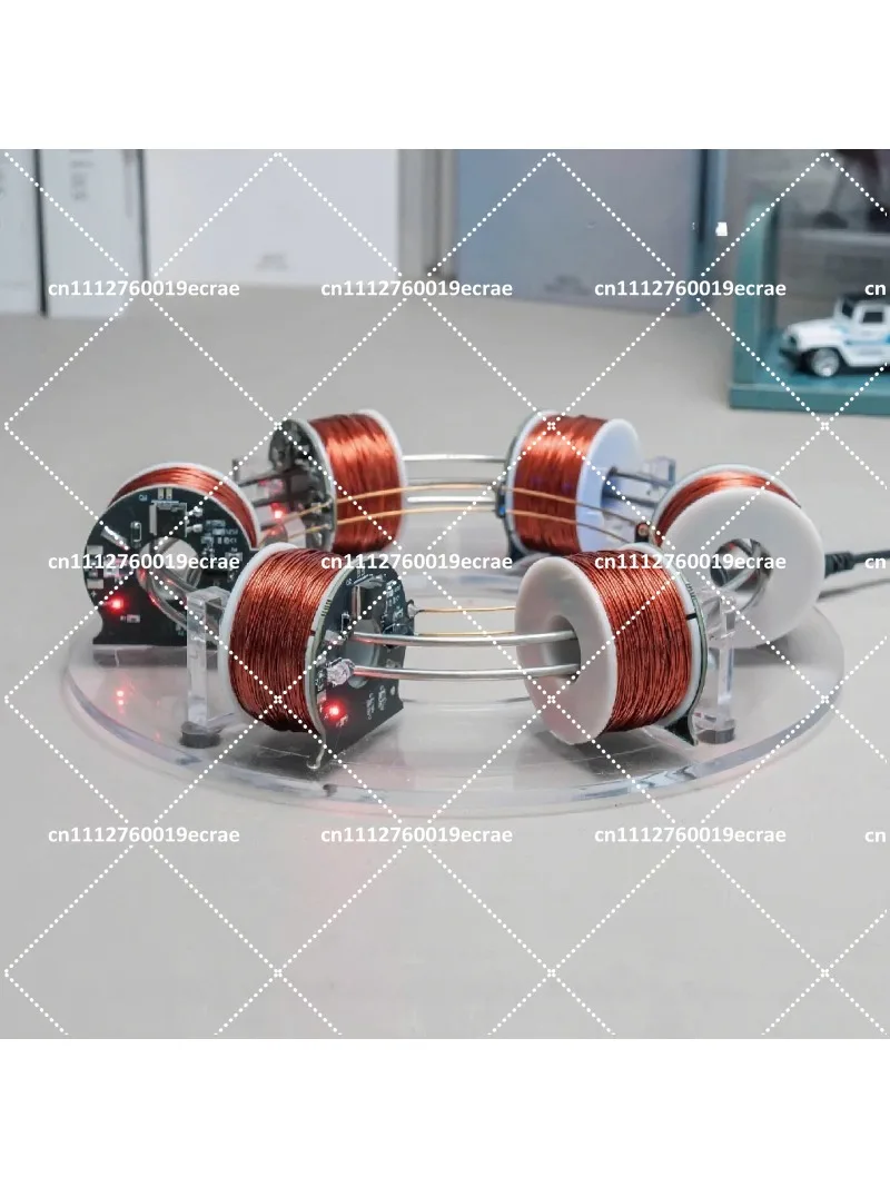 6-Coil Electromagnetic Accelerator - Perpetual Motion Desk Model, Magnetic Science Decor & Gift
