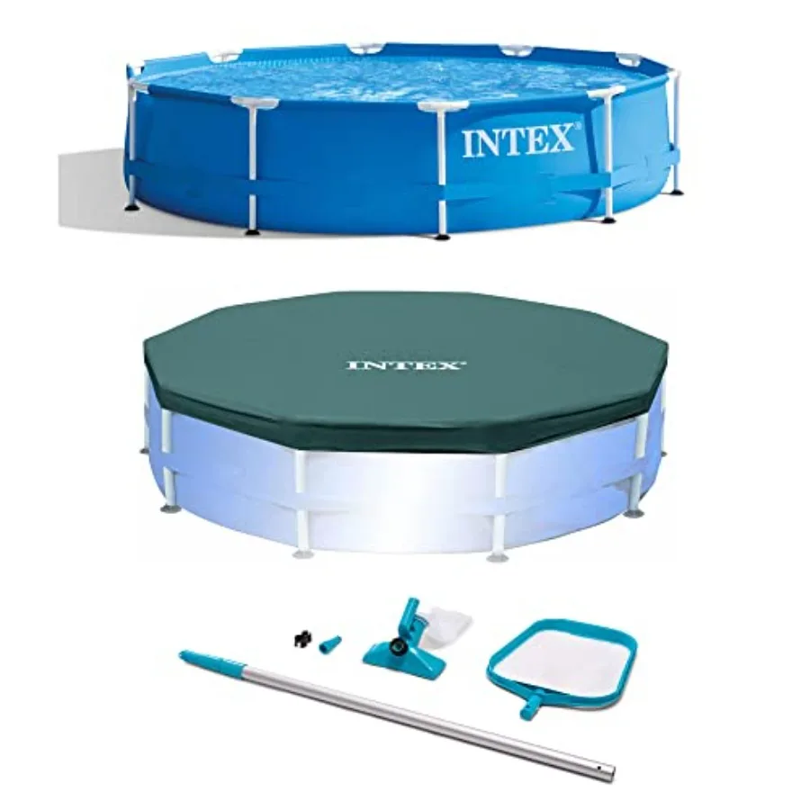 

Inflatable Pool Kit 10 x 2.5-Ft with Filter Pump and 10-Ft Pool Cover in Blue for Outdoor Use Durable PVC Material Easy Setup a