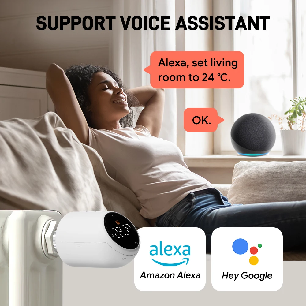 Beok-Tuya Zigbee Religieux Valve ThermoandreSmart Home TRV, Thermorégulateur Programmable pour Chauffage avec Alexa Google Home