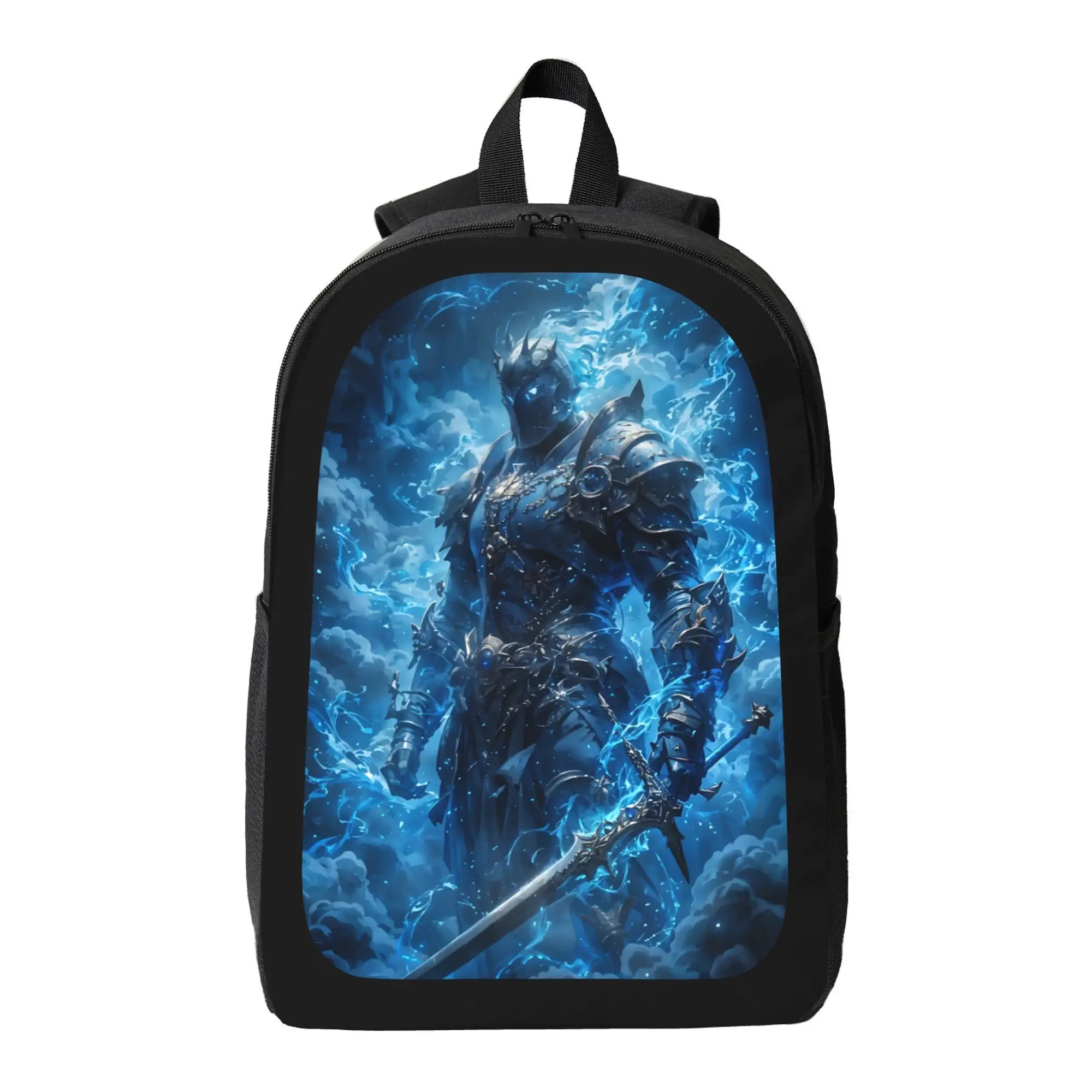 Mochila Medieval de Fantasía - Mochila Escolar con Patrón de Caballero y Espada Azules, Mochila Ligera de Gran Capacidad, Correa de Hombro Ajustable