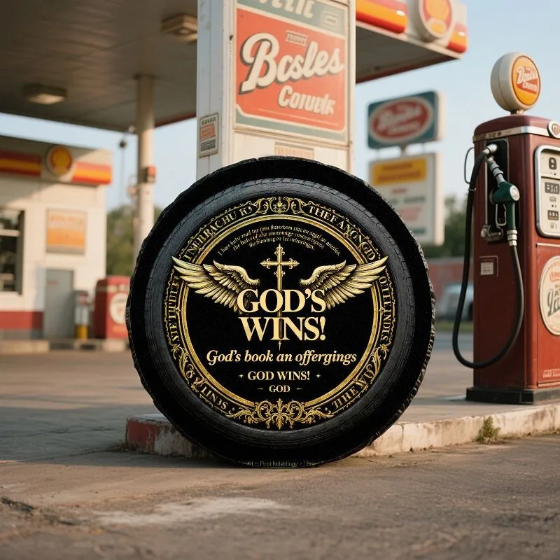 Gods Wins Cross Angel Wings Spare Tire Cover Polyester Dustproof Sunscreen SUV Accessory