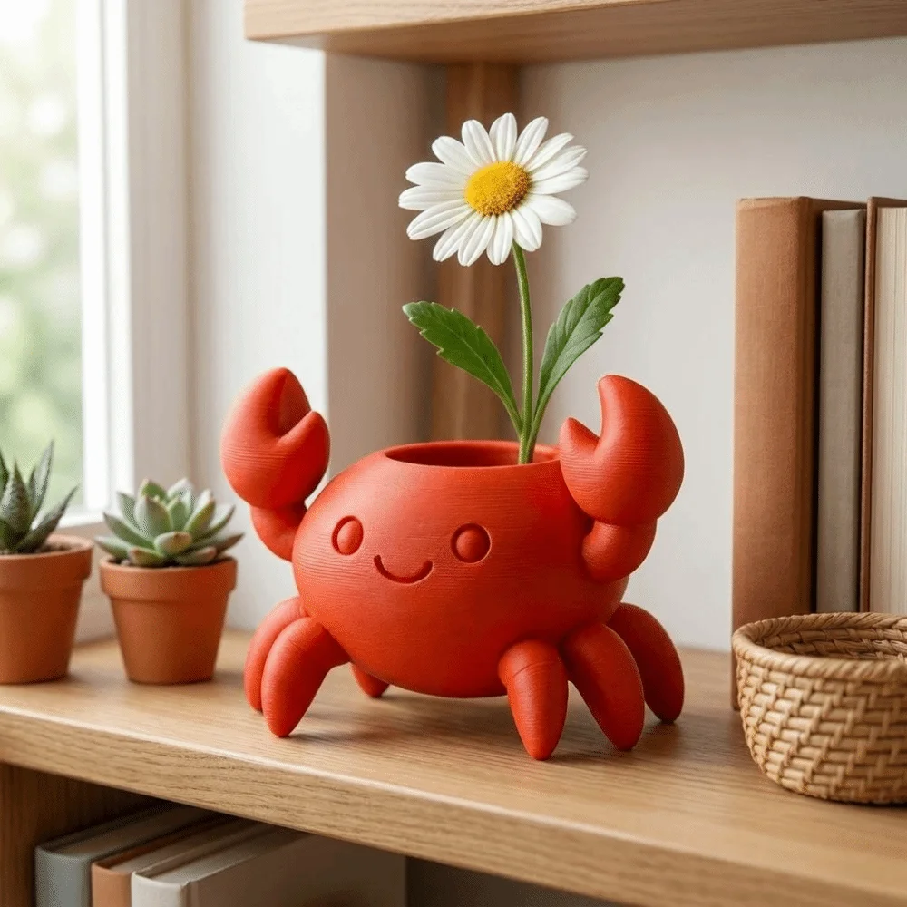 Crab Ornaments 3D Printed Crab Pen Holder Plastic Multi-functional Pencil Holder Handmade Makeup Brush Holder Office Decorations