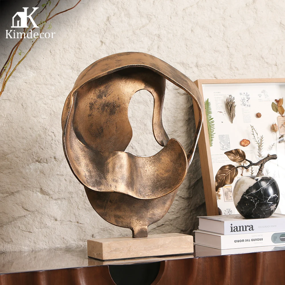 Home Interior Decoration Aluminum & Marble Abstract Form Sculpture Creative Decorative Sculpture For Interior Projects