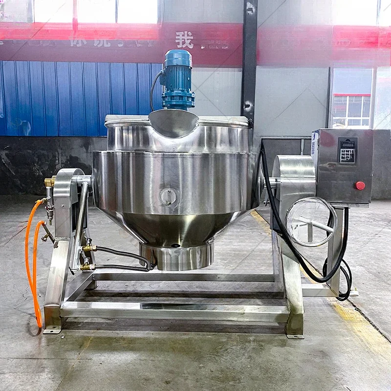 Industrial Custom 100/200/300 Liters Gas Electric Steam Heating Stirring Cooking Pot Jacketed Kettle with Agitator