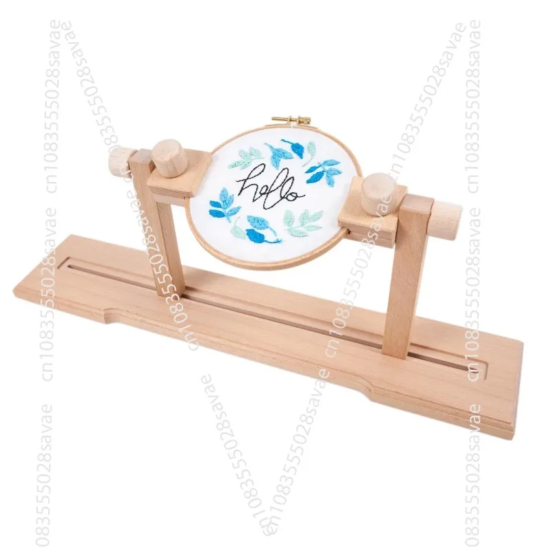 Ready-to-stock seat 360 degree rotatable embroidery frame adjustable wooden cross-stitch embroidery knee bracket frame large
