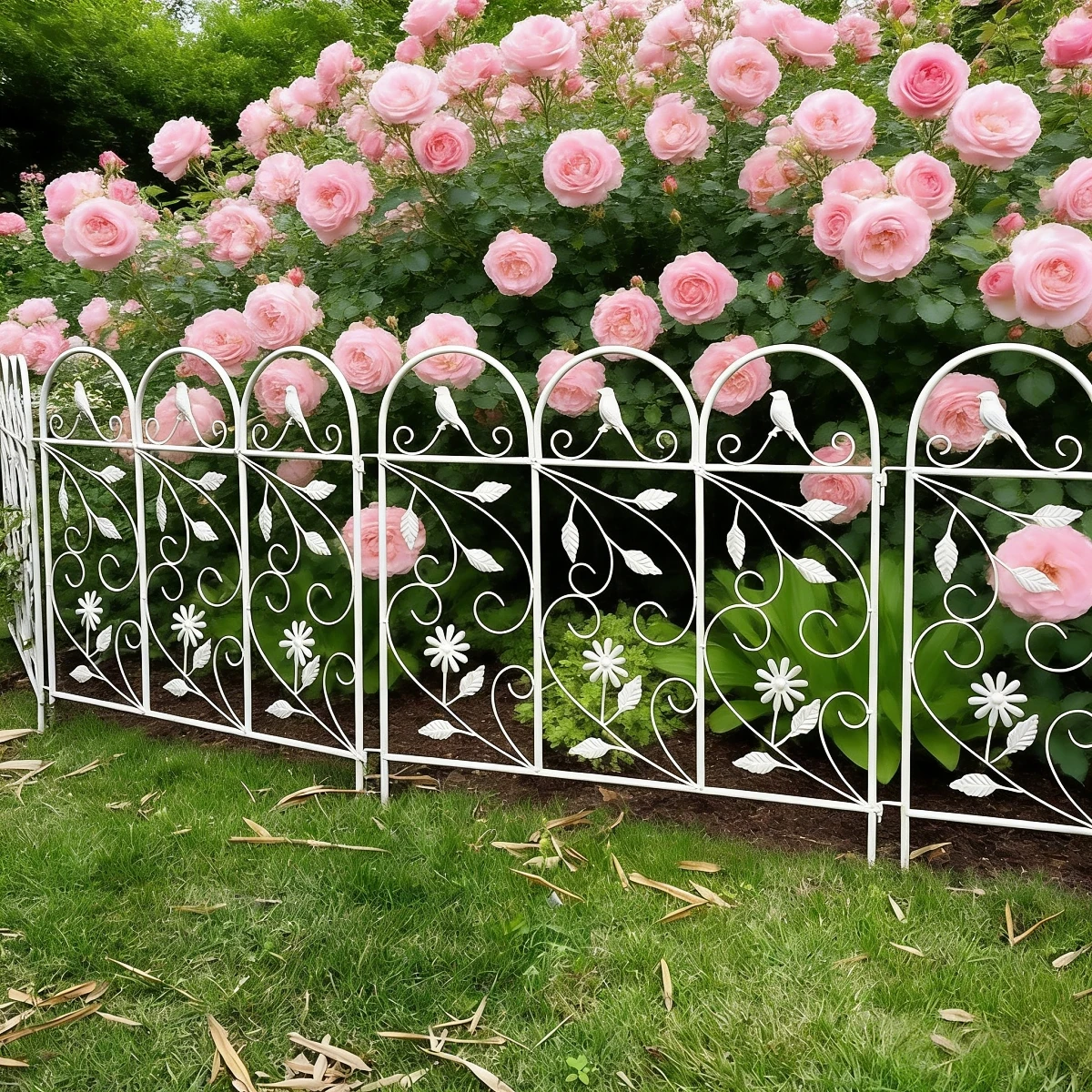 

Garden Bird Decorative Fence Vintage Distressed Iron Art Courtyard Fence Lawn Animal Barrier Guardrail Outdoor Partition