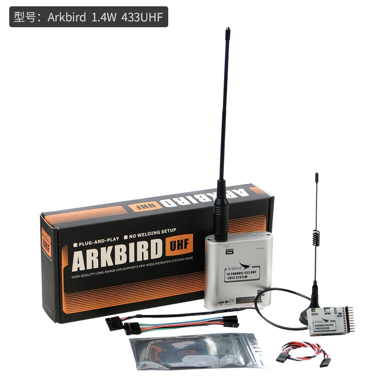 Arkbird-Émetteur-récepteur à système longue portée, 433MHz, 10 canaux, 1.4W, 5W, 60km, FPV, UHF, FHSS, PPM, PWM, RSSI Tuner, Mode répéteur