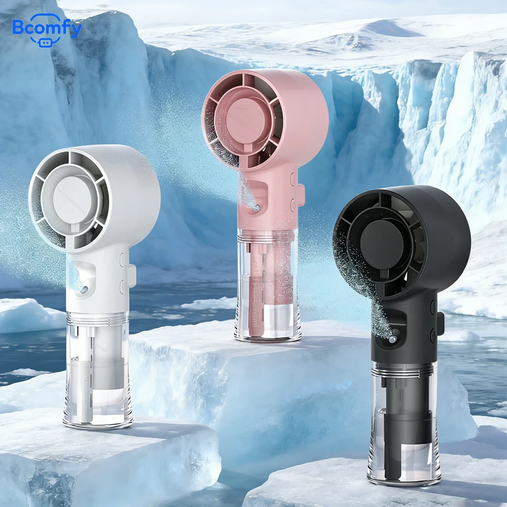 

Portable Mini Mist Handheld Fan USB Rechargeable Fan with Spray 4 Speeds Wind Cool Misting Fan Outdoor Travel Humidifier Fan