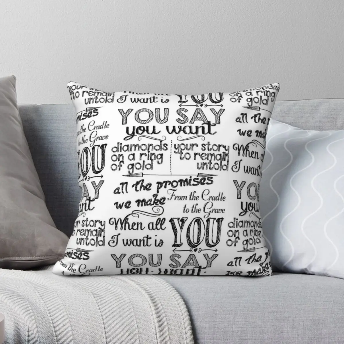 U2 All I Want Is You Chalkboard Square Pillowcase Polyester Linen Velvet Printed Zip Throw Pillow Case Sofa Seater Cushion Case