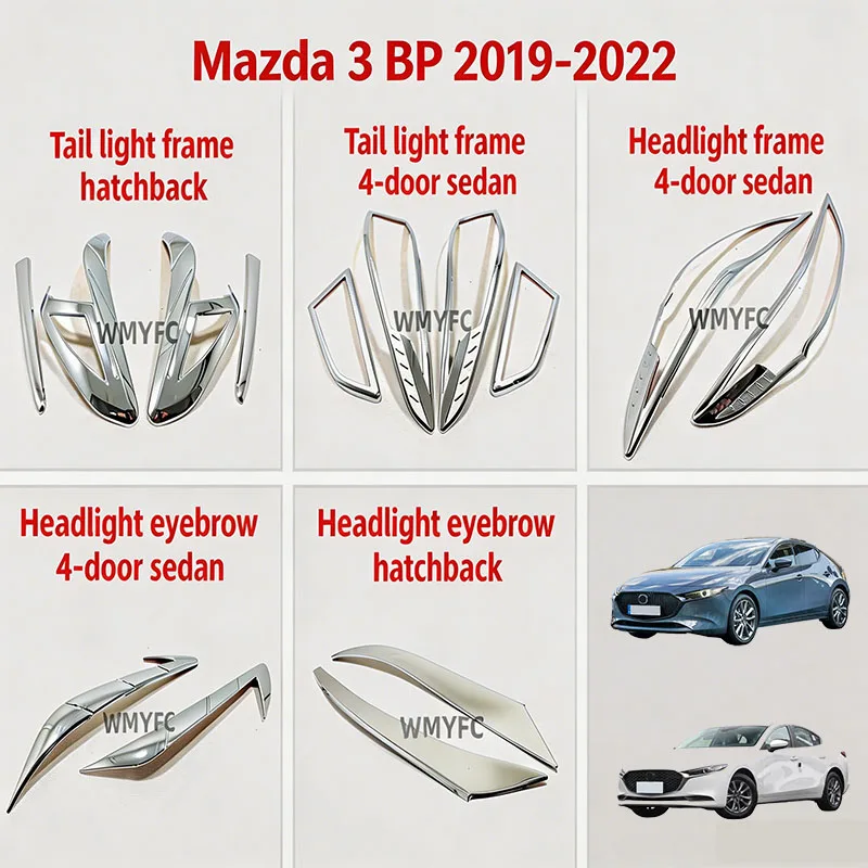 Headlight Taillight Frame Eyebrow Trim For Mazda 3 Sedan/Hatchback 2019 2022 Self-Adhesive Paste-On Anti-Scratch Wear Resistant