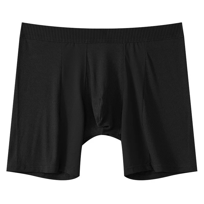 Men\'s Boxers Underwear Cueca Solid Ice Silk Mesh Panties Man Breathable Pouch Middle Long Leg Underpants Male Boxershorts Hombre