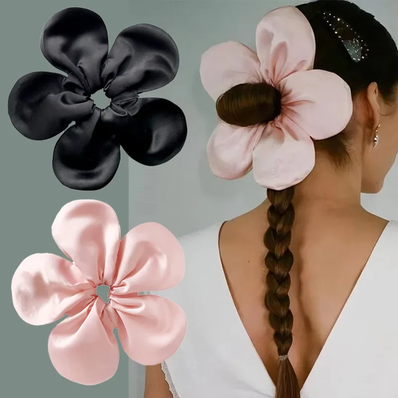 Extra Grote Bloem Scrunchie Vrouwen Haarband Elastische Band Vintage Hoofddeksels Paardenstaart Haar Touw Prachtige Hoofdtooi Y 2K Accessoires