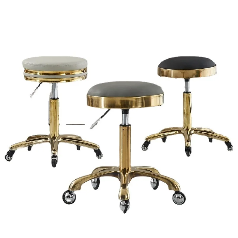 Salon Chair Beauty Stool Hairdressing Chair Manufacturers Barbershop Hairdressing Nail Rotating Adjustable Round Stool Pulley