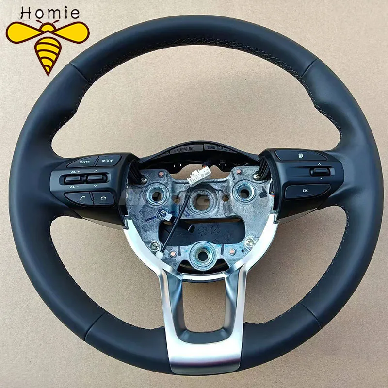 Genuine Black Real Leather Steering Wheel With Cruise Control Switch For Kia Rio K2 KX CROSS Picanto 2017 2018 Morning 2017