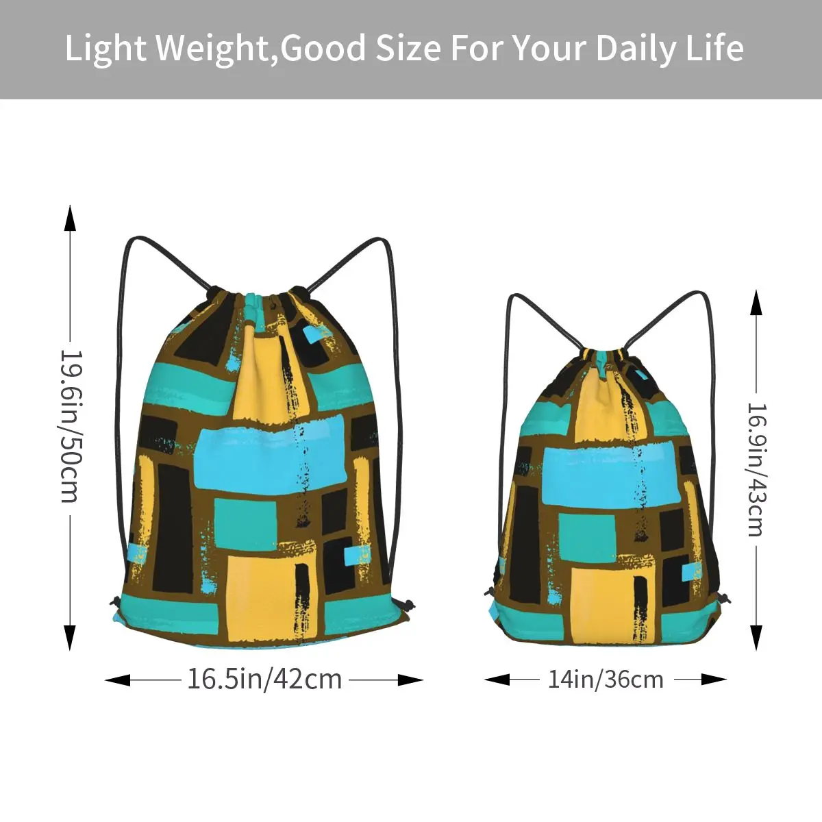 Modernism Blue And Yellow-Mustard Abstract Backpacks Casual Drawstring Bags Sundries Bag Book Bags for Man Woman School