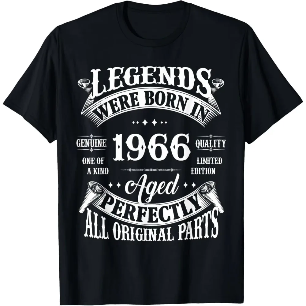 Vintage Legend Born in 1966 59th Birthday Graphic Tee 59 Years Old Custom Printed T-Shirt Men Retro Casual Cotton Unisex Tops
