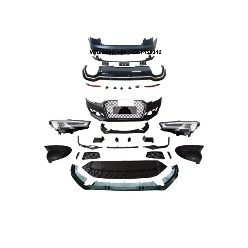 

A4 Upgrade RS4 Style Body Kit Front Rear Bumpers Headlights Grille Body Kits for A4 B9 S4 2017-2020