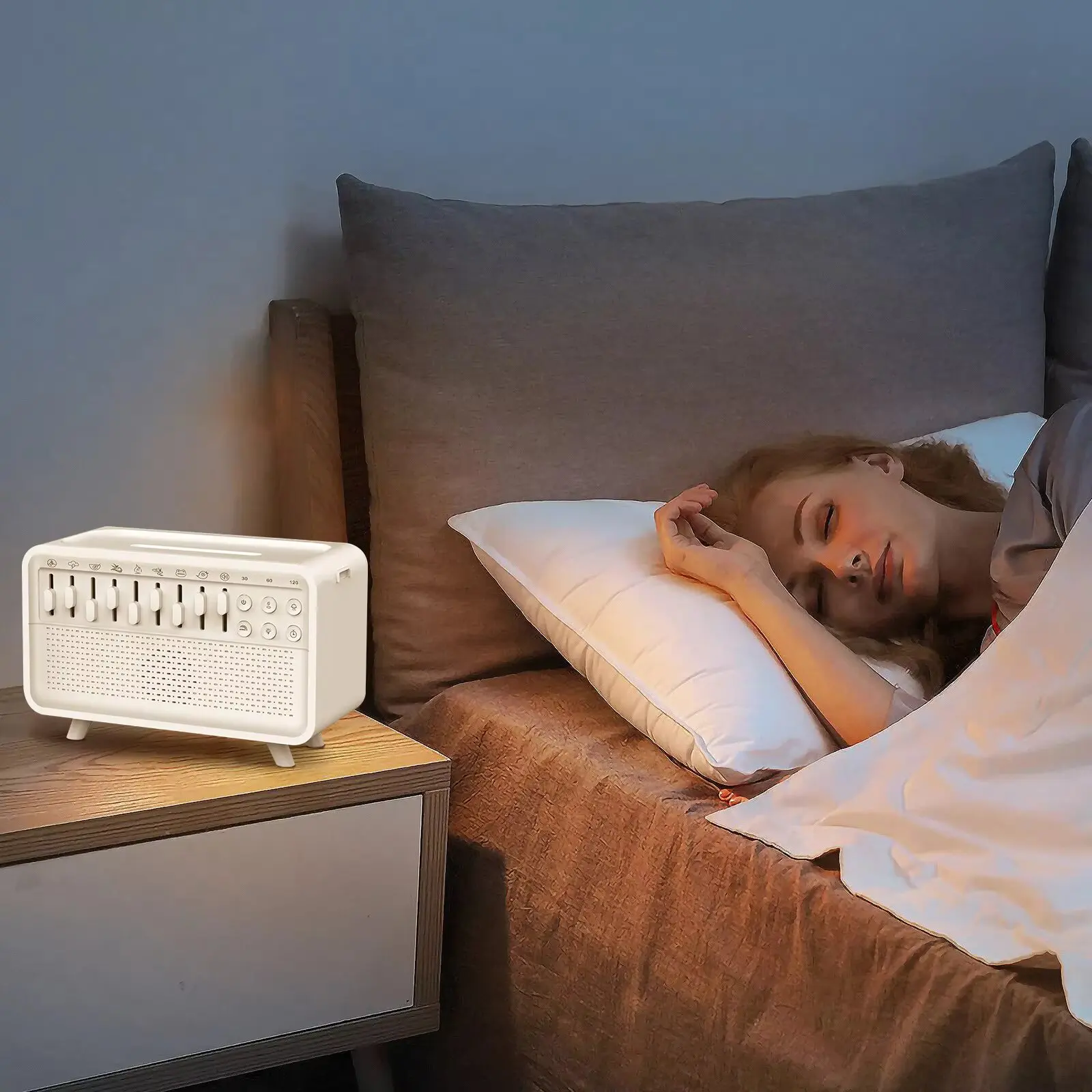 4 in 1 HIFI Bluetooth Speaker LED White Noise Speaker White Noise Sleep Aid Night Light Humidifier Machine with 8 Nature Sounds image 2