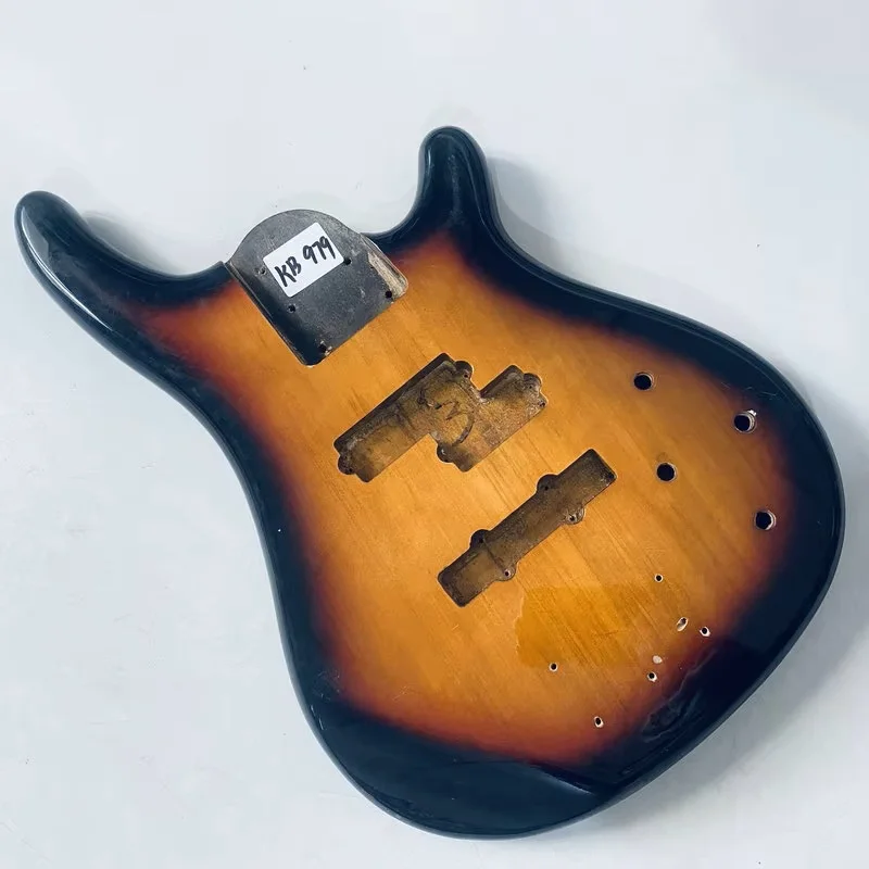 KB979 Custom Order Sunburst Color Bass Body in Solid Wood Replace and DIY Right Hand Surface Damages and Dirty PJB Active Pickup