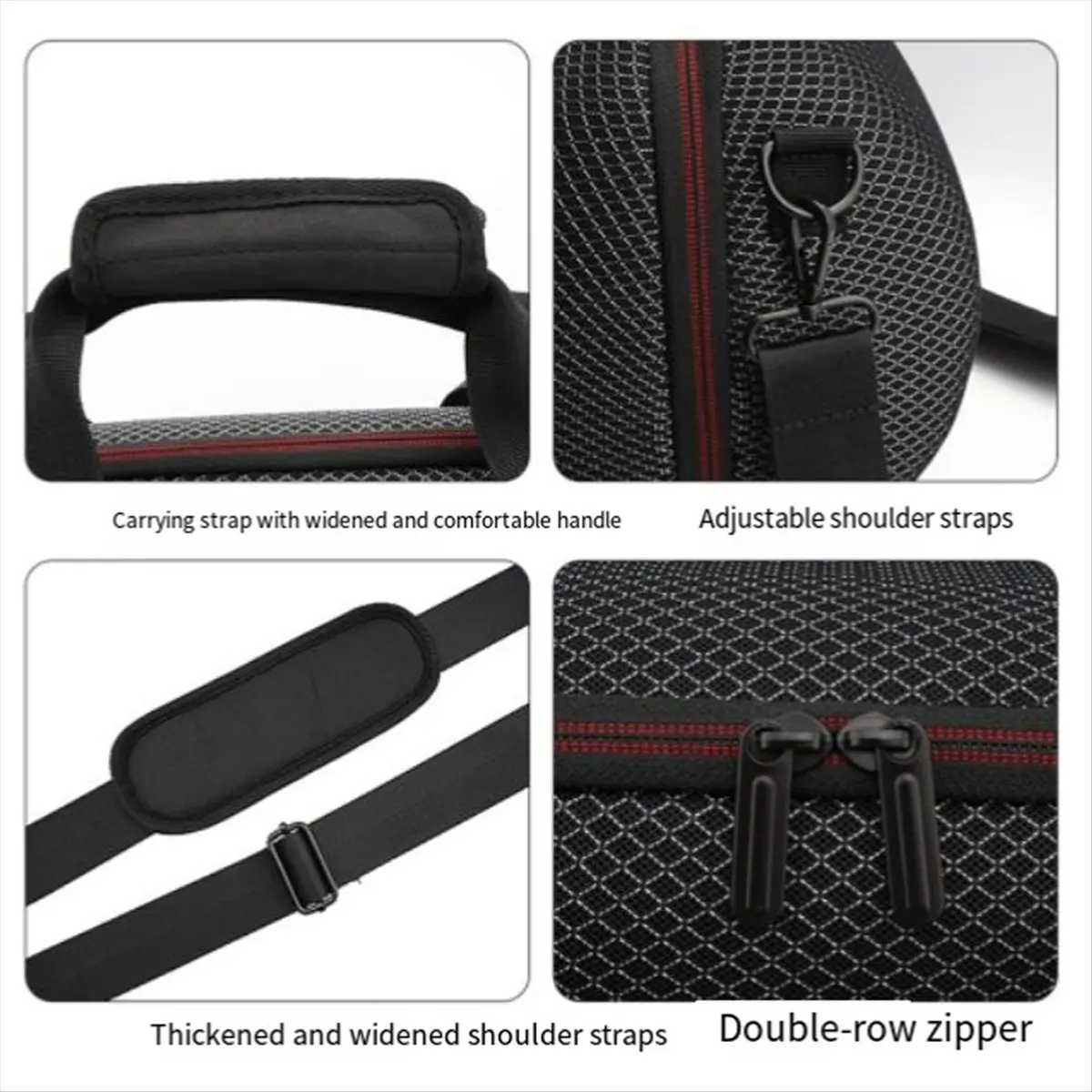 SCLS For 4 Speaker Carrying Case Storage Bag Protective Cover Portable Travel Organizer with Shoulder Strap