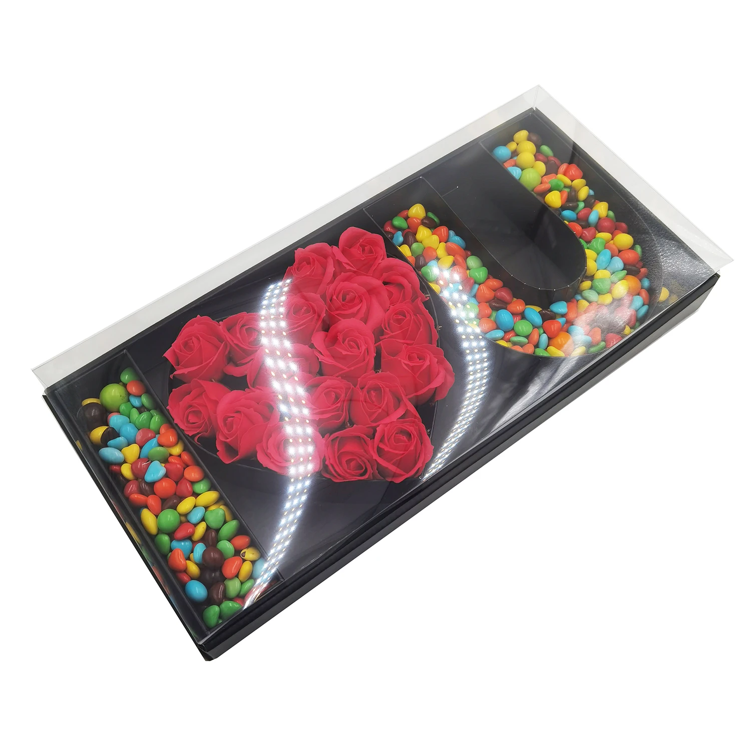 Strawberry Heart Chocolate Sweet Rose I Love You Cardboard Letter Shaped Flower Gift Box For Valentine's Day