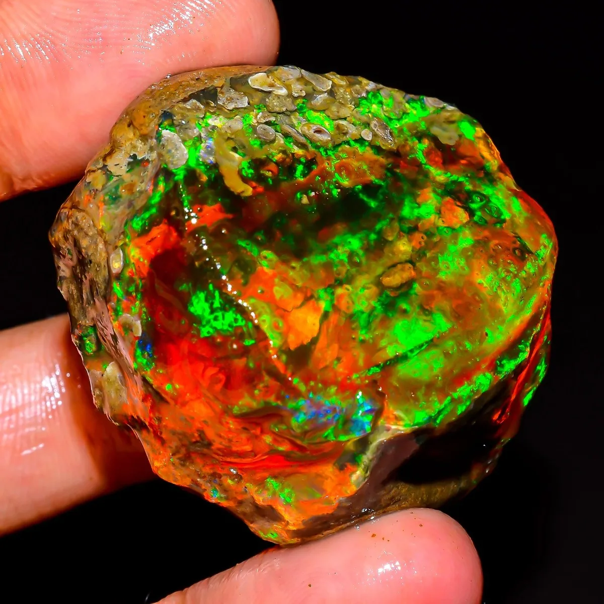 Natural Ethiopian Opal Rough Fire Gemstone 25-80CT Loose Stone Mineral Specimen Randomly Selected One