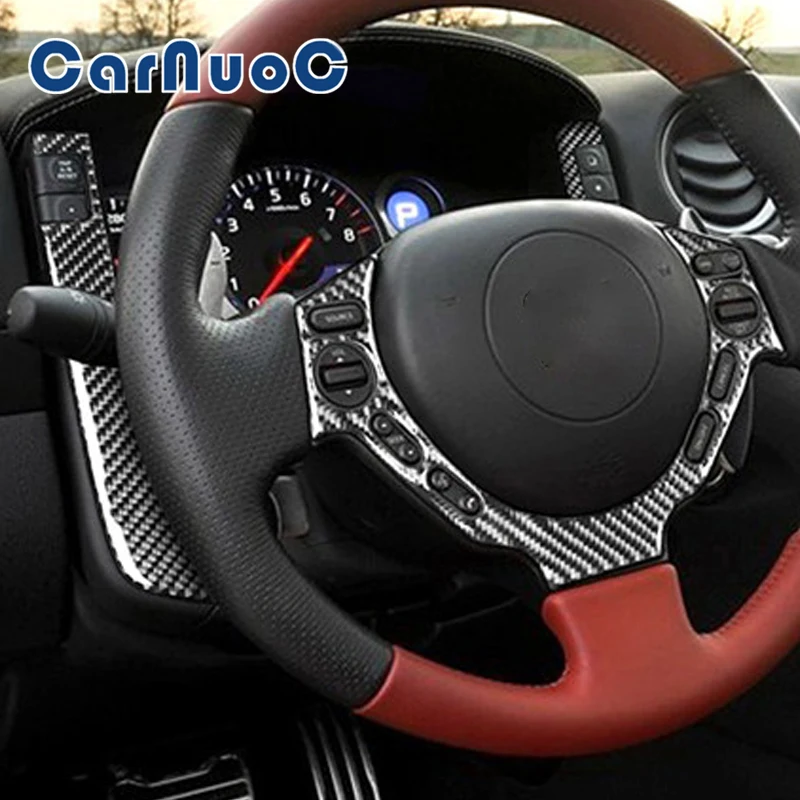 

Car Steering Wheel Decorative Stickers For Nissan GTR R35 2008 2009 2010 2011 2012 2013 2014 2015 2016 Carbon Fiber Interior