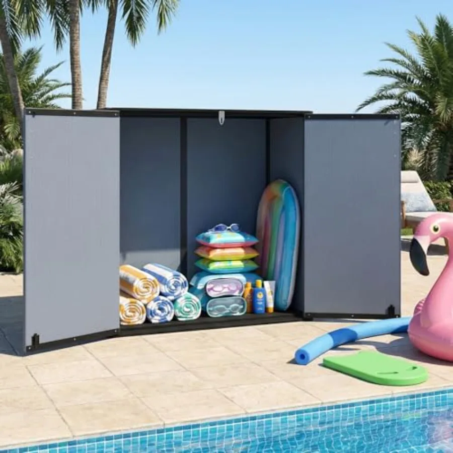 23.5 Cu.ft Outdoor Storage Shed for Garden Tools: Galvanized Steel, Gray, Rust-Resistant Lockable