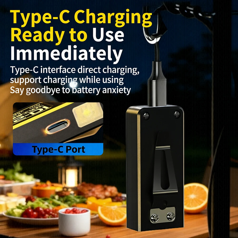 Picture 7: Mini COB LED Flashlight USB C Rechargeable Powerful Work Light with Clip Magnet Waterproof EDC Camping Walking Pocket Lamp