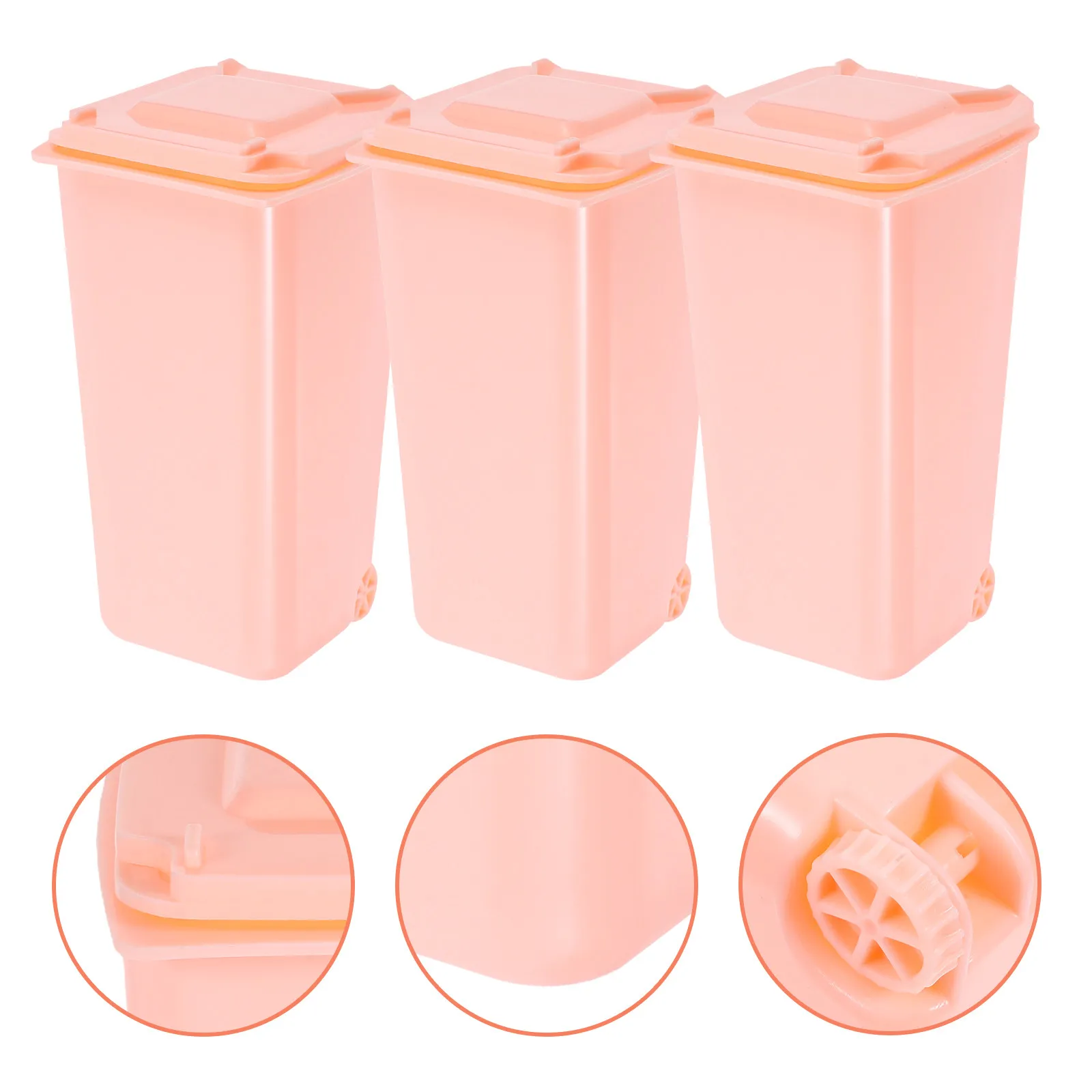 4Pcs Cute Cartoon Desktop Trash Can Mini Desk Bin with Lid Small Plastic Waste Basket for Office Home Use Pen Holder Organizer