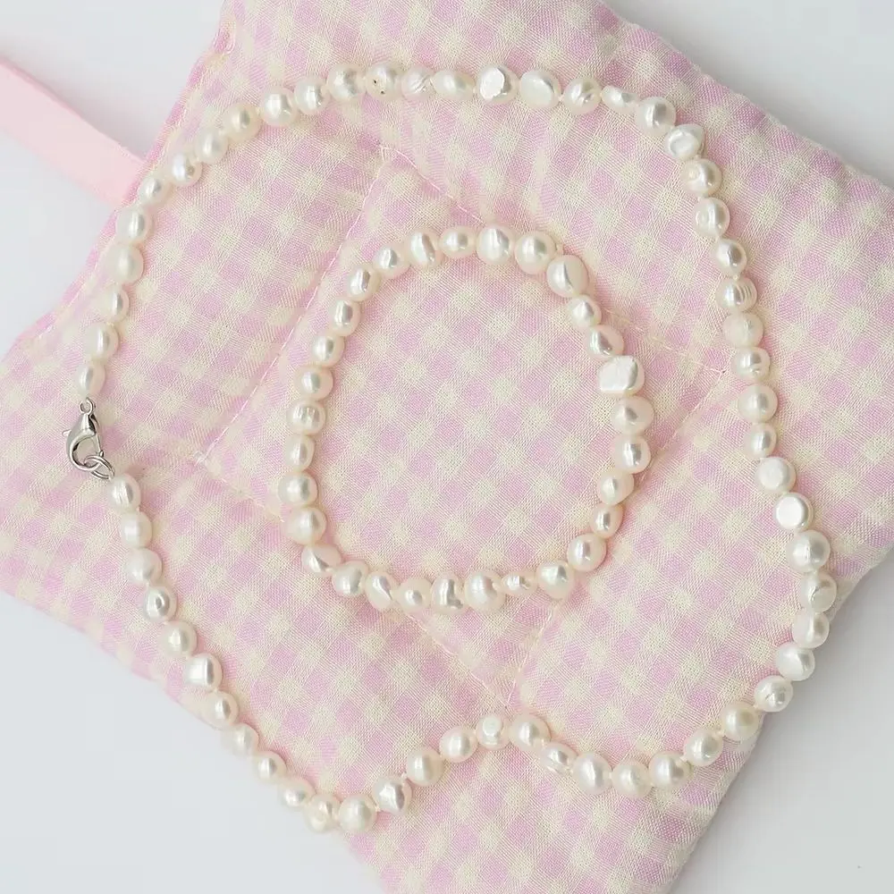 

Irregular Natural Freshwater Pearl Jewelry Set White Baroque Pearl Beaded Necklace And Bracelet Jewelry For Versatile Styling