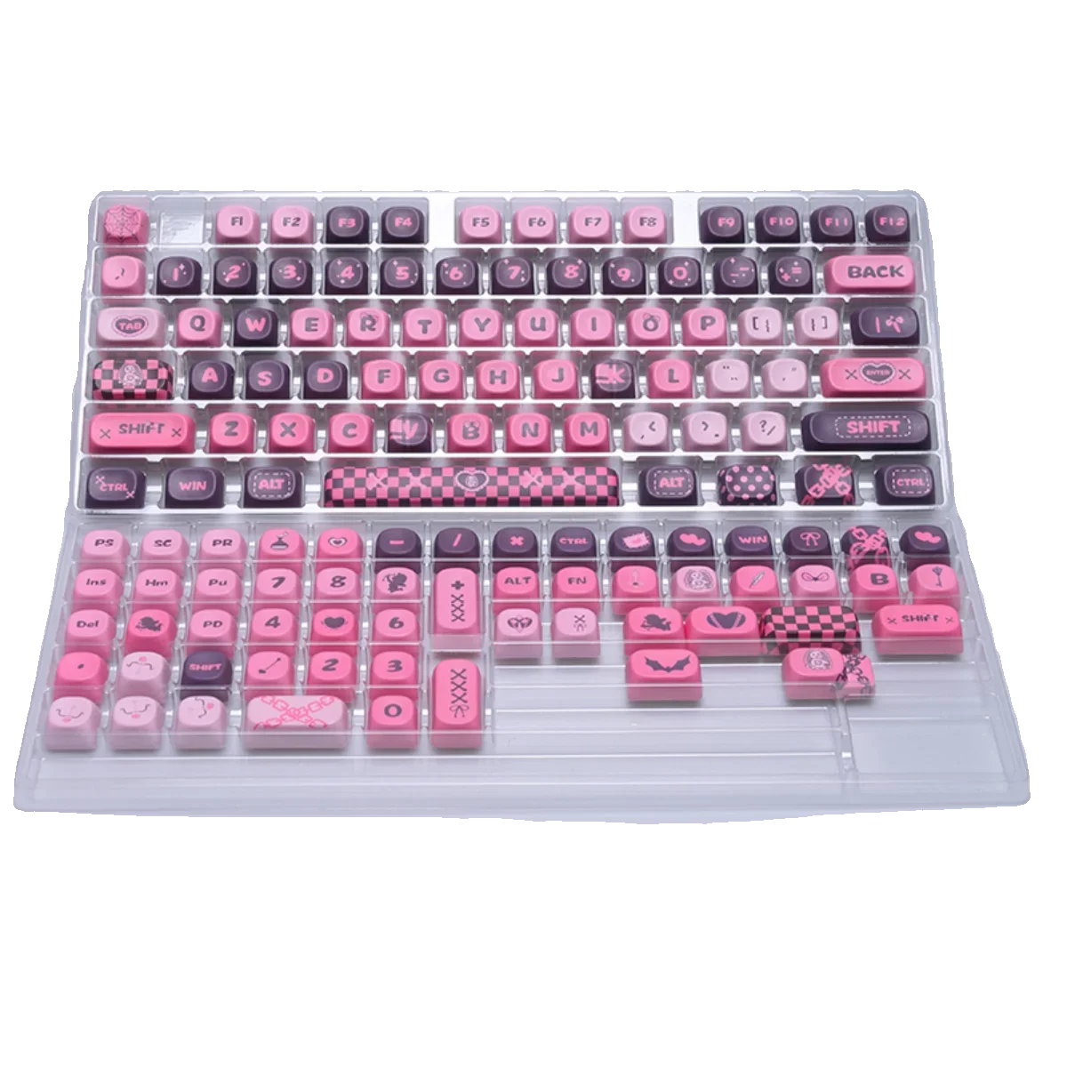 Girly Heart Keycap MOA ความสูงปุ่มกดสีชมพูชุดคีย์บอร์ดที่กําหนดเอง 75/87 Arrangement