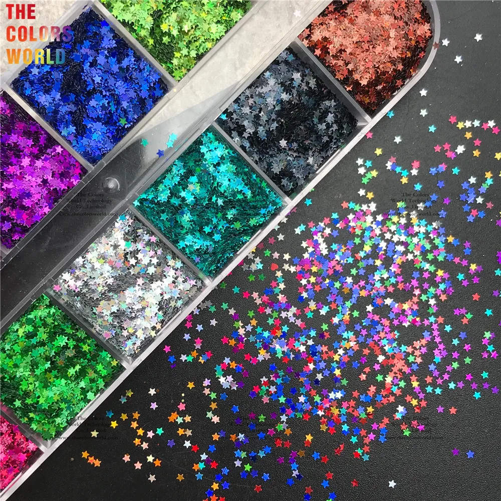 TCT-890 Holographic Star Glitter Smallest 1MM Size Paillettes For Nails Beauty Lady Manicure Wedding Decoration Confetti Craft