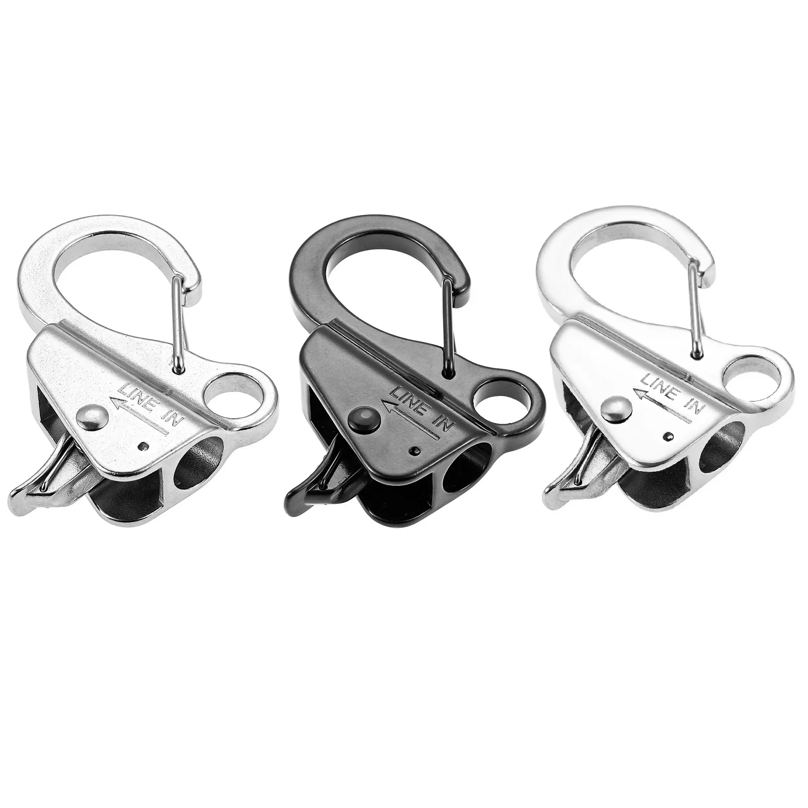 

Stainless Steel Marine Yacht Boats Fender Bumper Clip Quick Release Threading Spring Adjustable Line Length Sliding Anchor Hooks