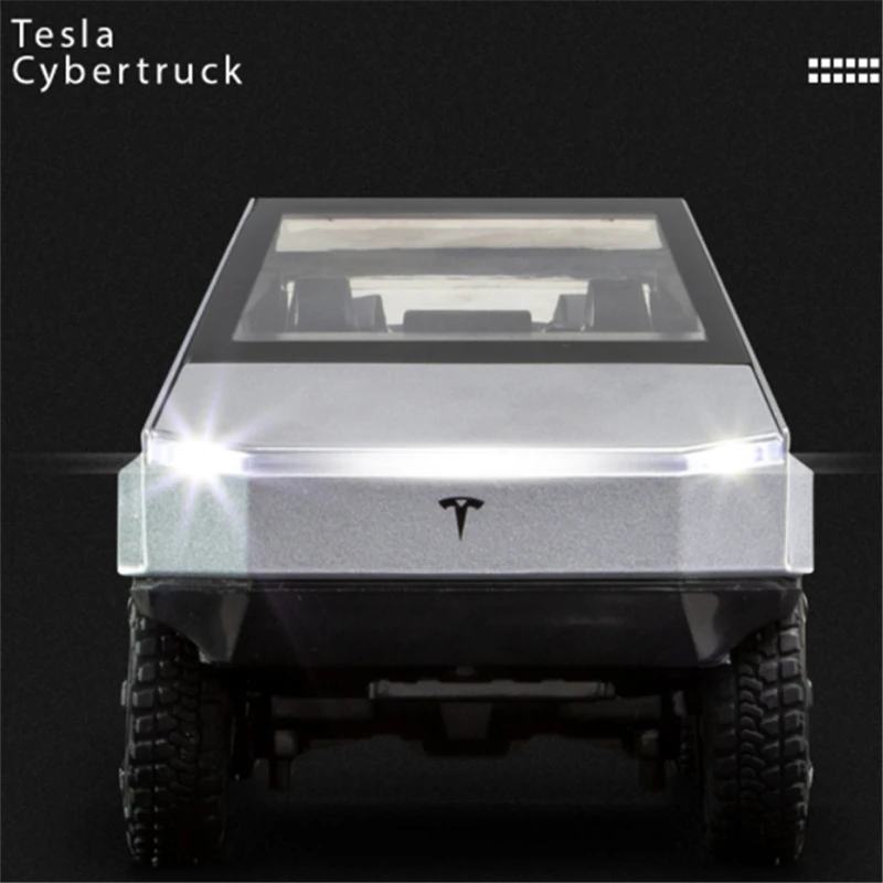 1/24 Tesla Cybertruck Pickup modello di auto in lega pressofuso giocattolo in metallo fuoristrada modello di camion simulazione suono luce giocattolo per bambini regalo