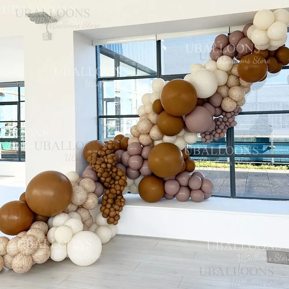 85-teiliges Aprikosenbraunes Ballon-Set Boho Nude Skin Elfenbein Kaffee Khaki Ballonbogen für Geburtstag Babyparty Hochzeit Partydekoration – Detail 3