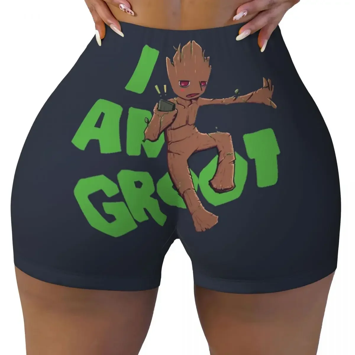 

Custom I AM Groot Biker Running Gym Shorts for Women Athletic Workout Yoga Shorts
