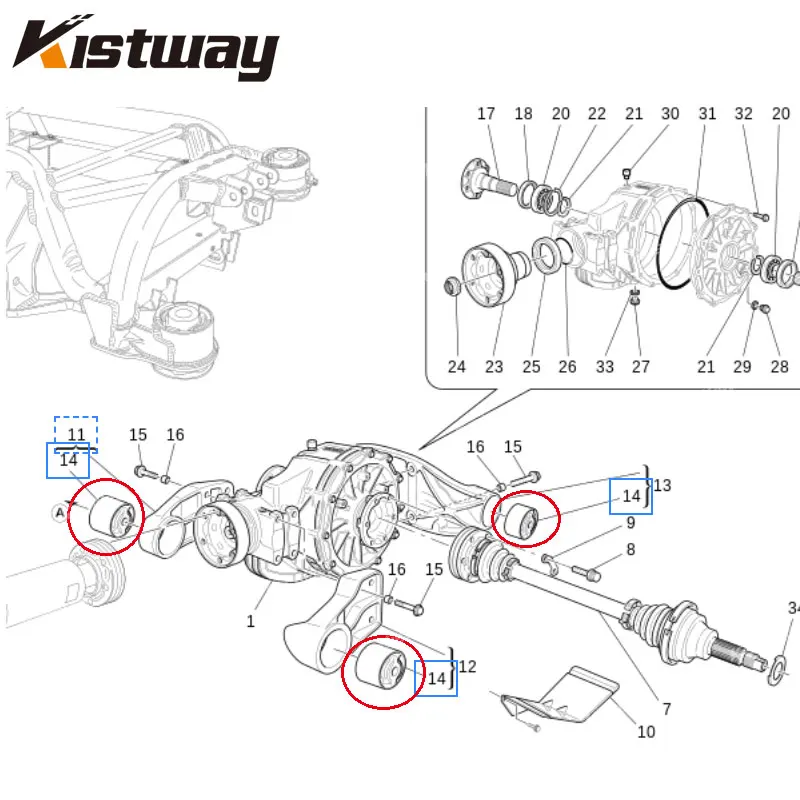 Original Rear Differential Mechanism Bushing BUFFER FOR SUPPORT For Maserati Quattroporte M139 238620