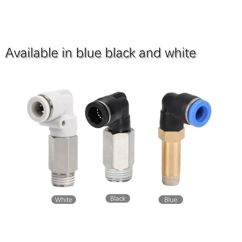 PLL Blue Black White Extented Male Elbow Push Pneumatic plastic fittings thread connector PLL Series
