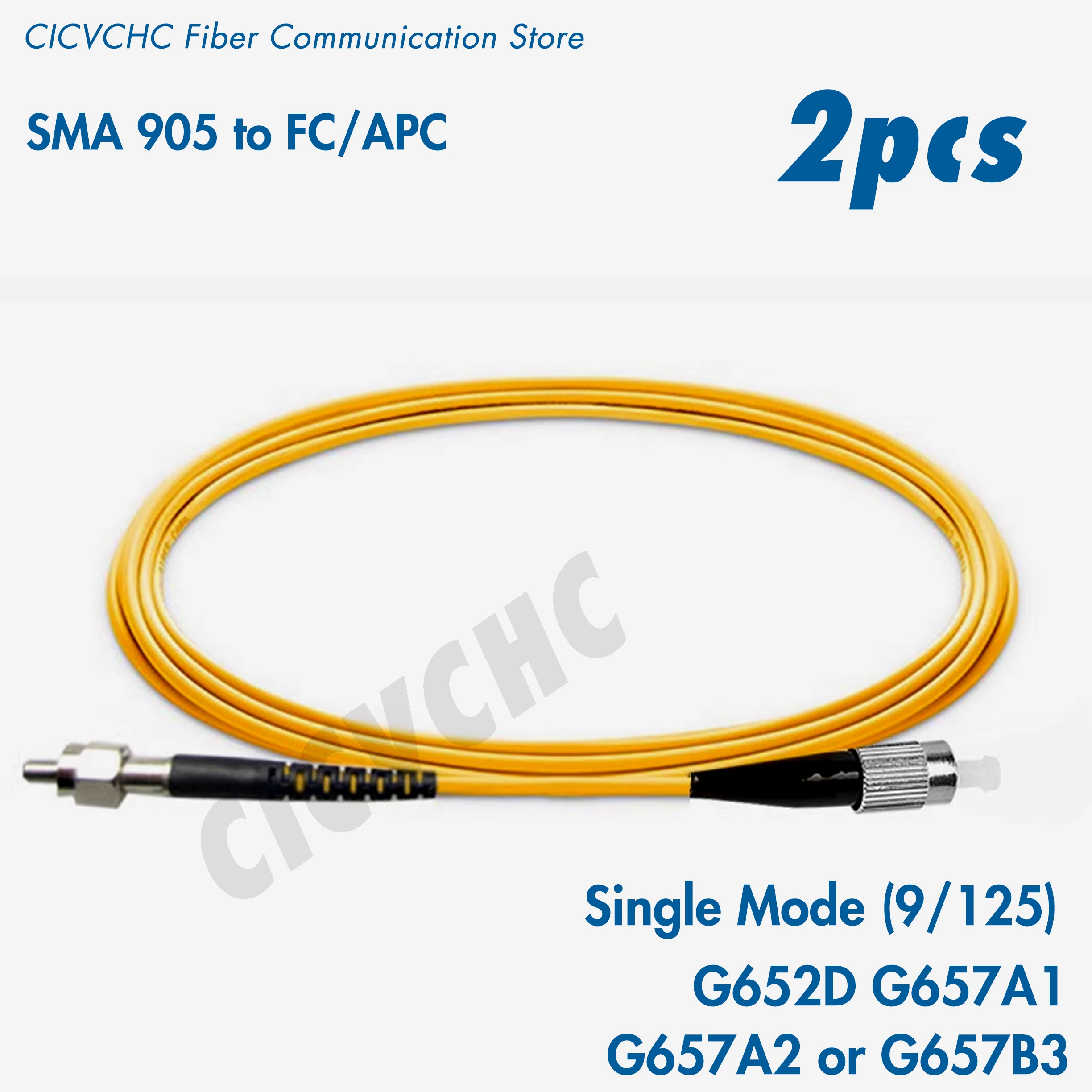 2pcs Simplex SMA905-FC/UPC Fiber Patchcord-SM(9/125) G657B3, G657A2, G657A1 or G652D-1m, 2m or 5m-3.0mm Cable