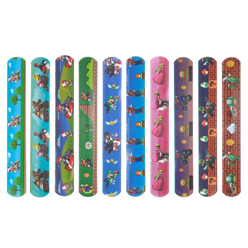 Super Mario Bros Slap Pulseiras para Crianças, Pulseira Anime, Puzzle Brinquedos, Cute Kids Birthday Party Supplies, Anime, Bolso, Presentes